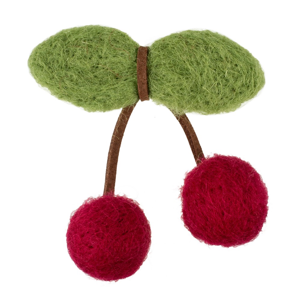 Clutch pin brooch felt cherries red