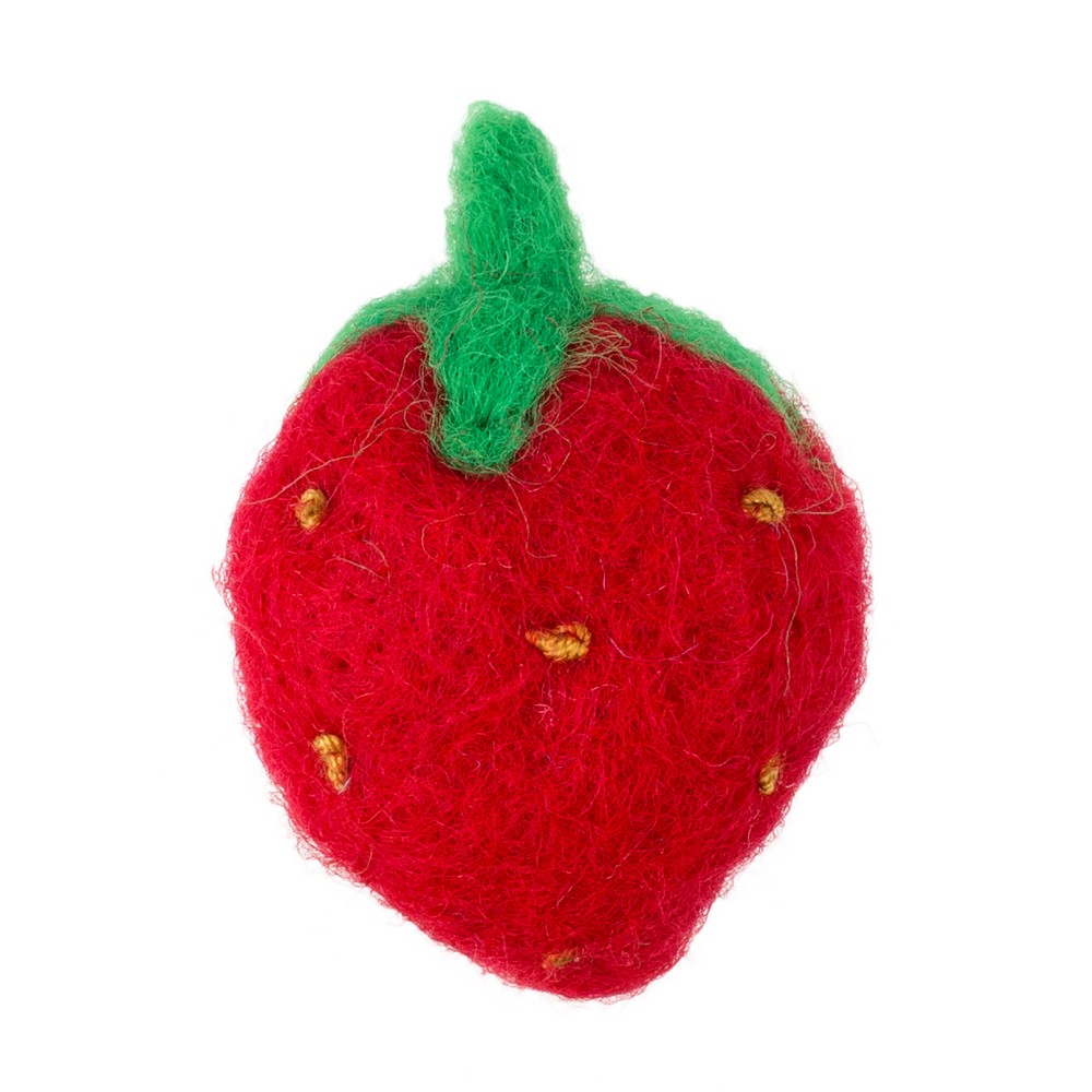 Clutch pin brooch felt strawberry red