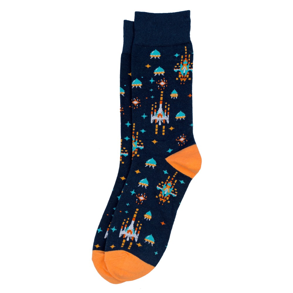 Socks cotton & spandex gents retro gaming blue