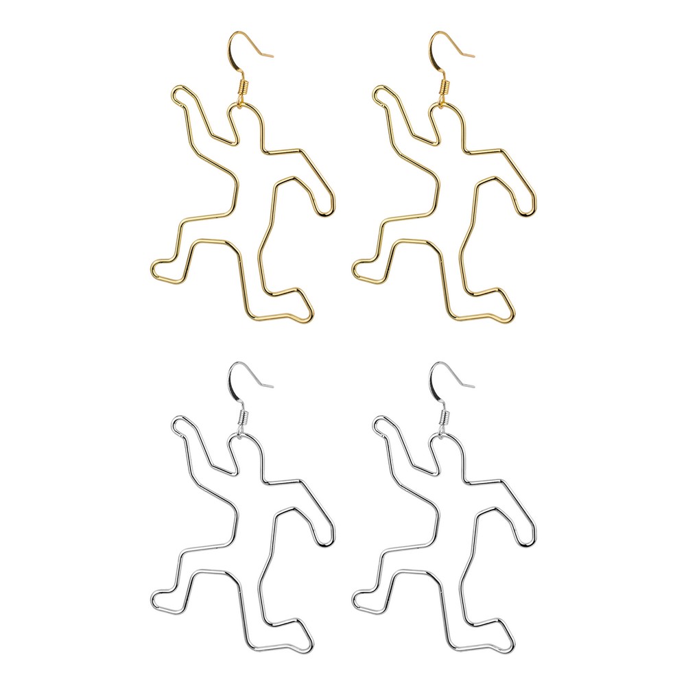Drop earring dancing figure silver & gold