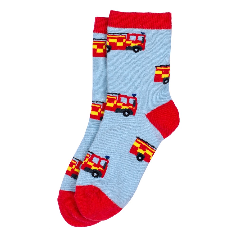 Socks cotton & spandex fire engine age 3-4