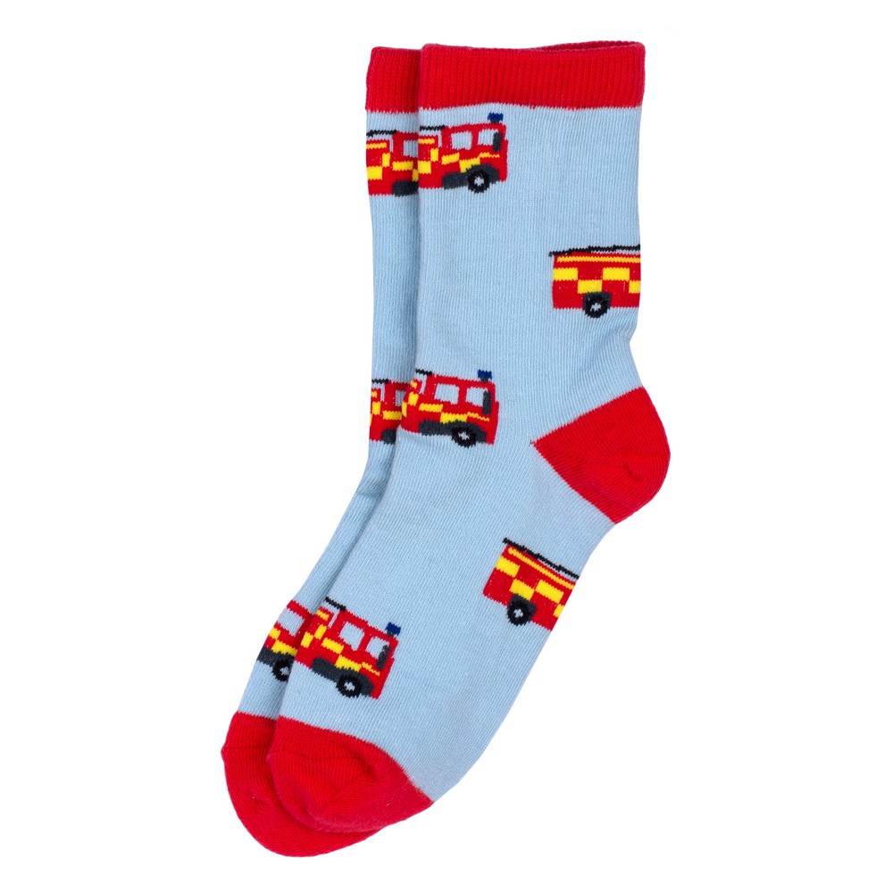 Socks cotton & spandex fire engine age 5-7
