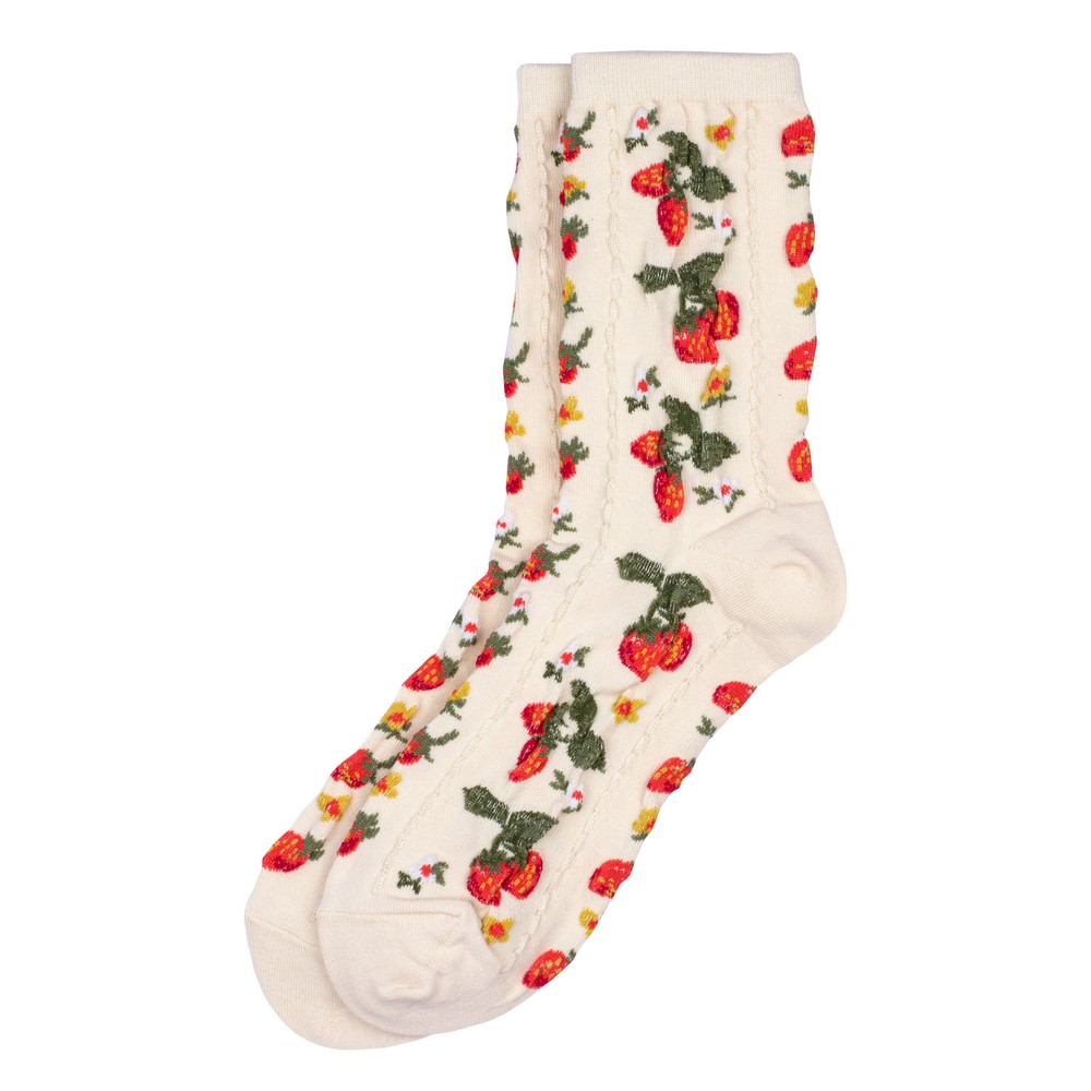 Socks cotton & spandex vintage strawberry beige