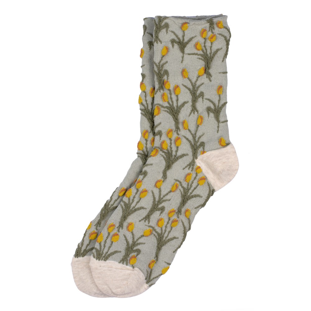 Socks cotton & spandex tulip fields yellow & beige