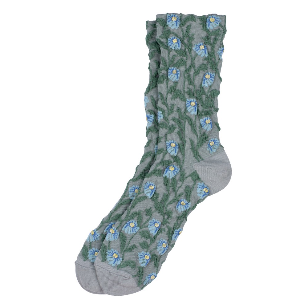 Socks cotton & spandex wild flower blue & grey