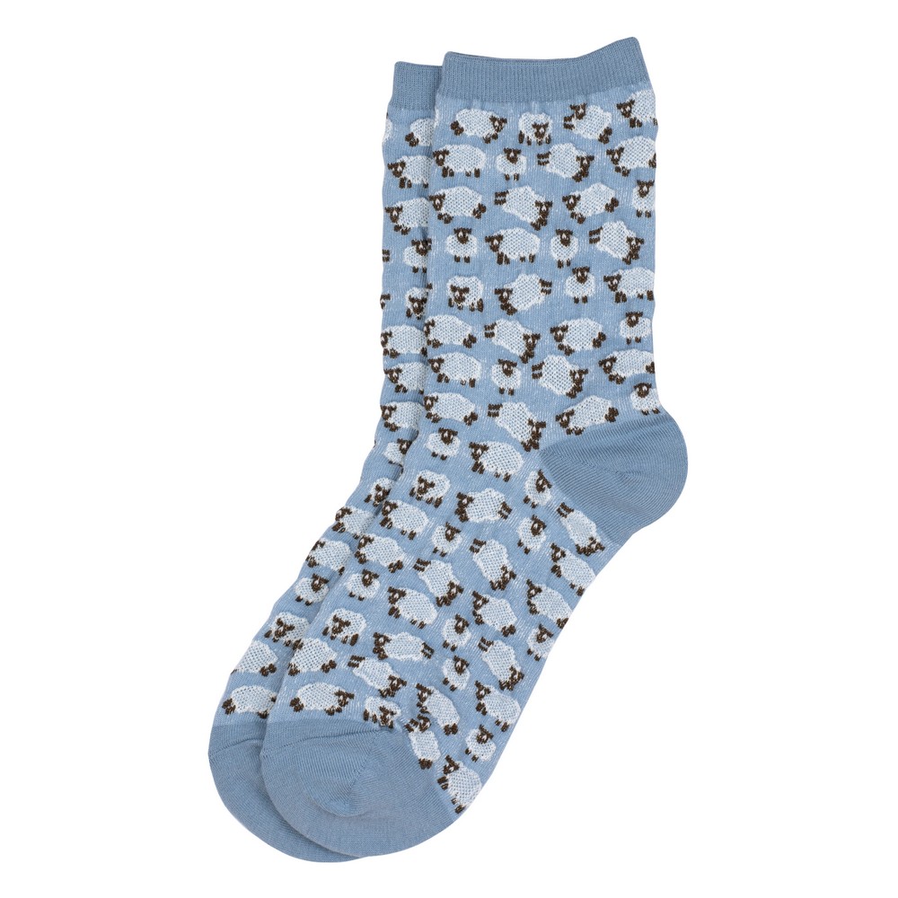 Socks cotton & spandex sheep flock blue
