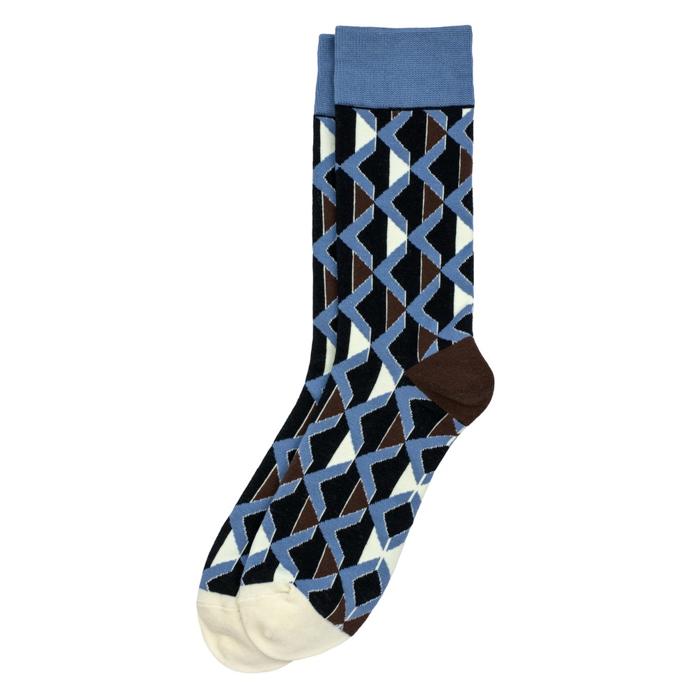 Socks cotton & spandex retro ziggy blue