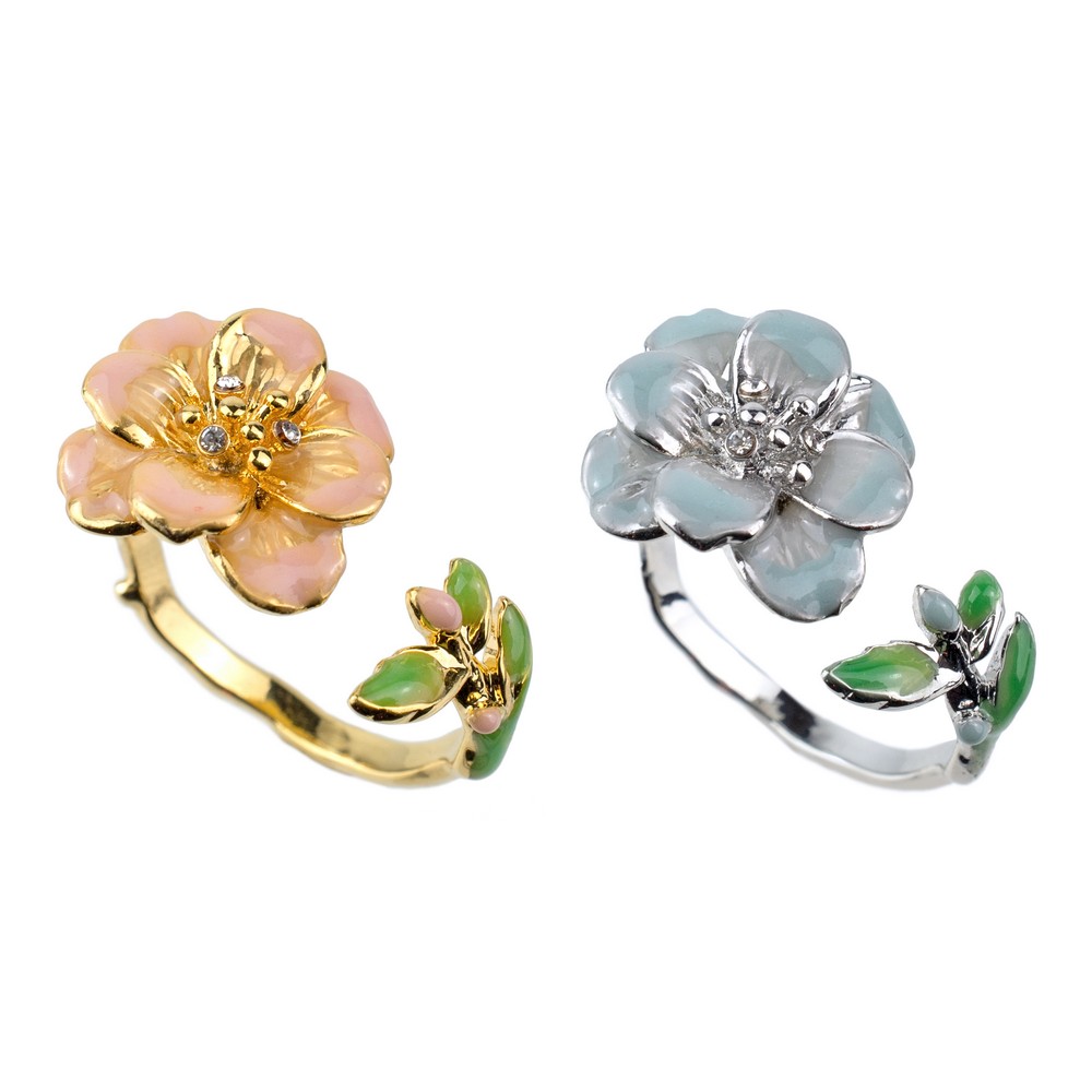 Ring enamel trailling flower assorted colours