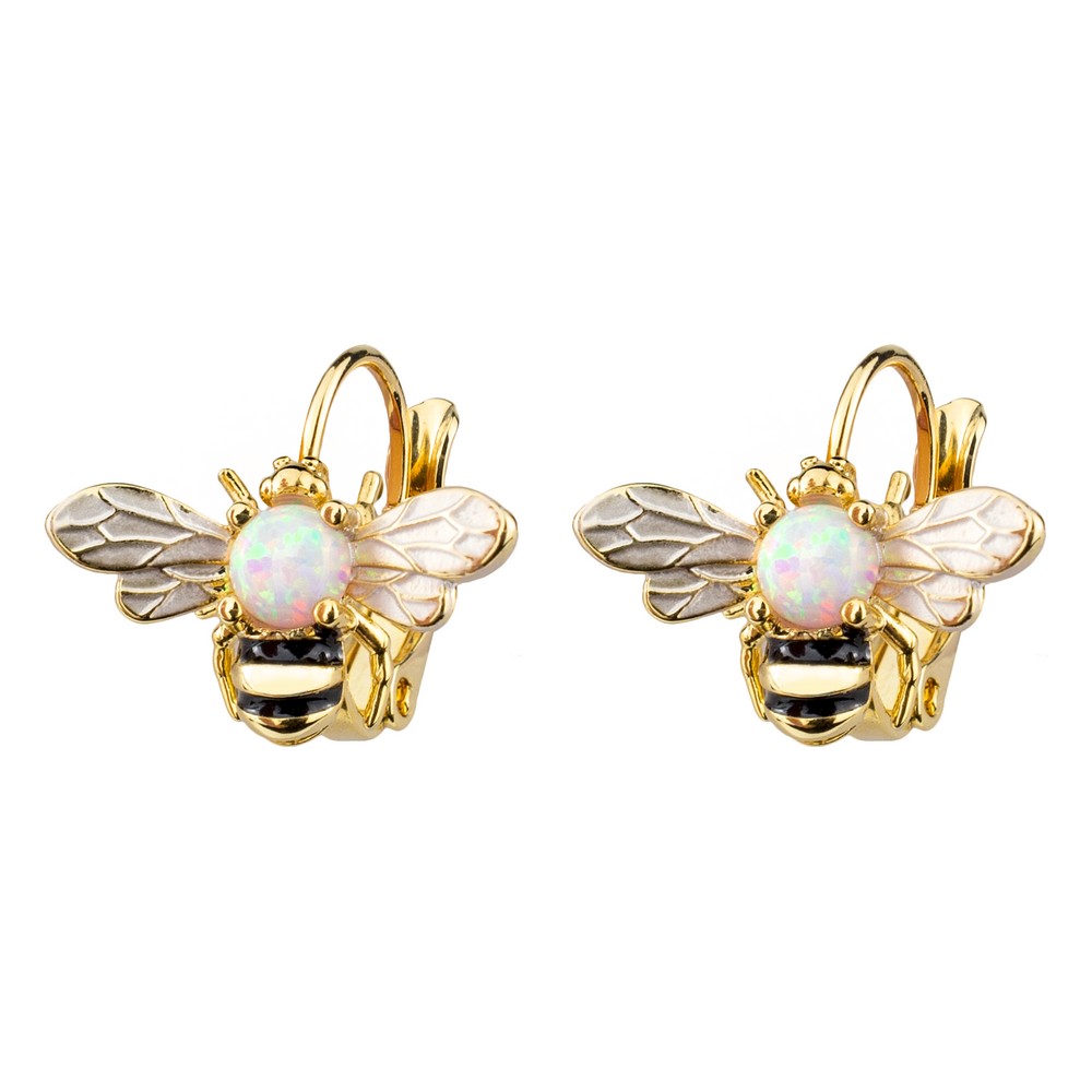 Drop earring enamel bee