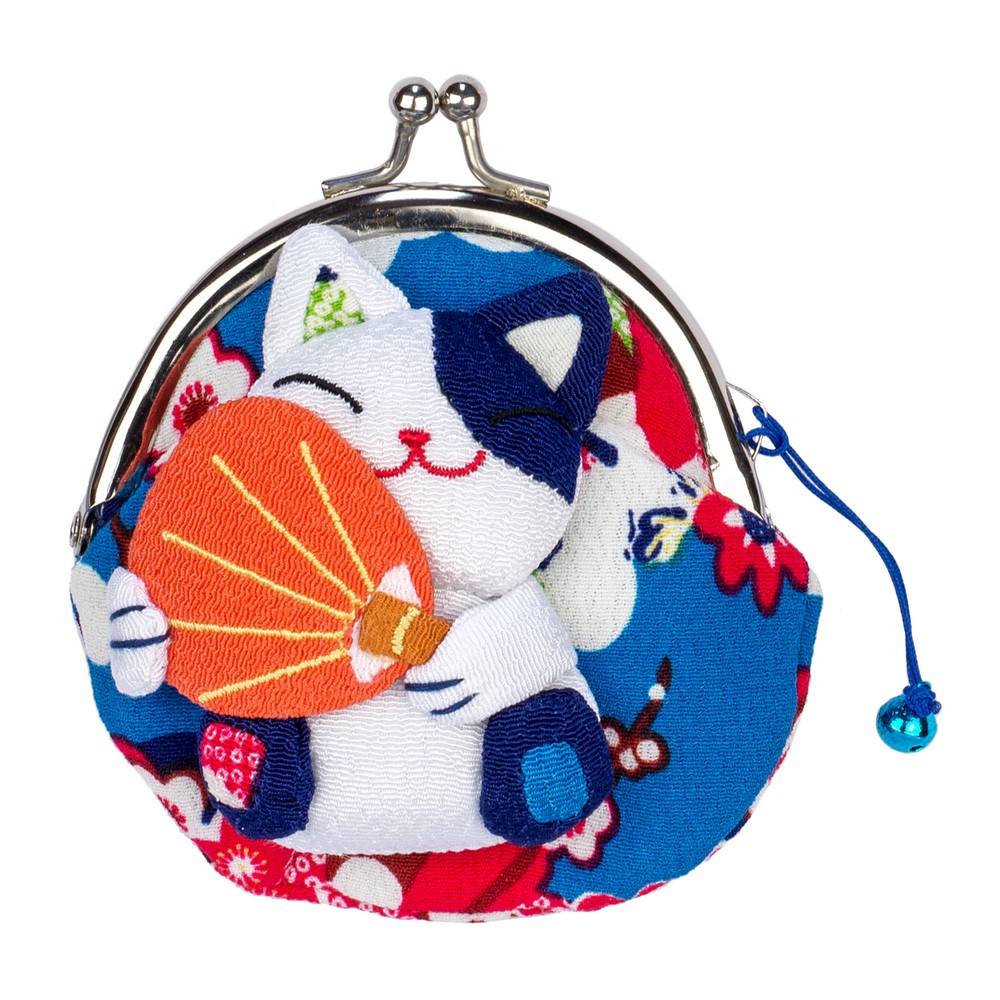 Coin purse fabric kawaii cat blue