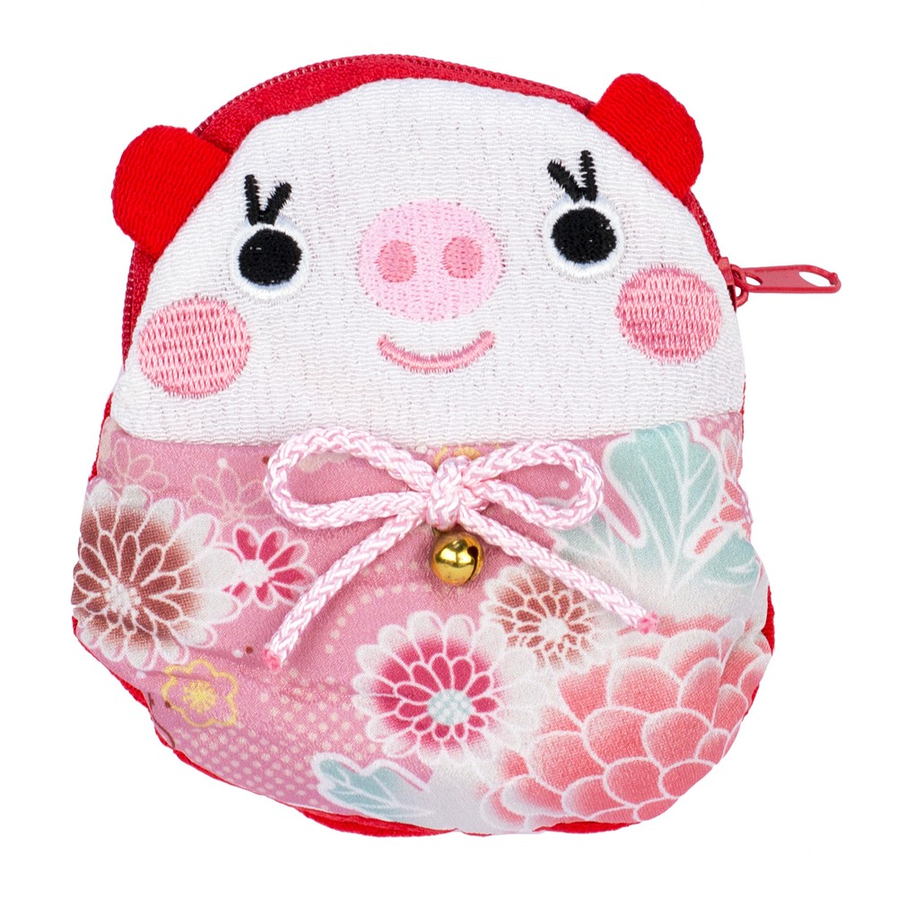 Coin purse fabric kawaii pig pink