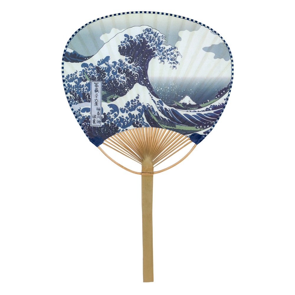 Uchiwa fan bamboo & paper hokusai the great wave of kanagawa multicoloured