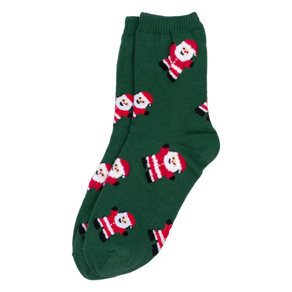 Socks cotton & spandex santa print green