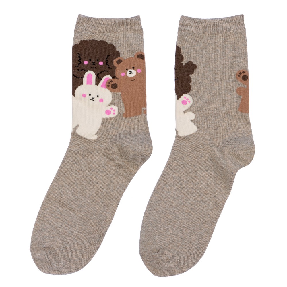 Socks cotton & spandex dancing bear brown