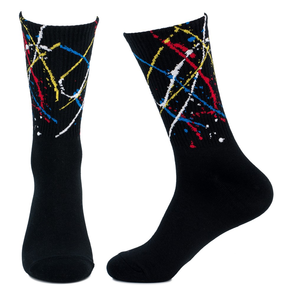Socks cotton & spandex paint splash black - Image 2