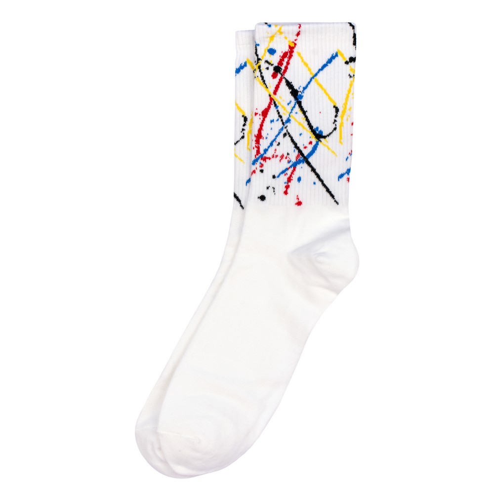 Socks cotton & spandex gents paint splash white
