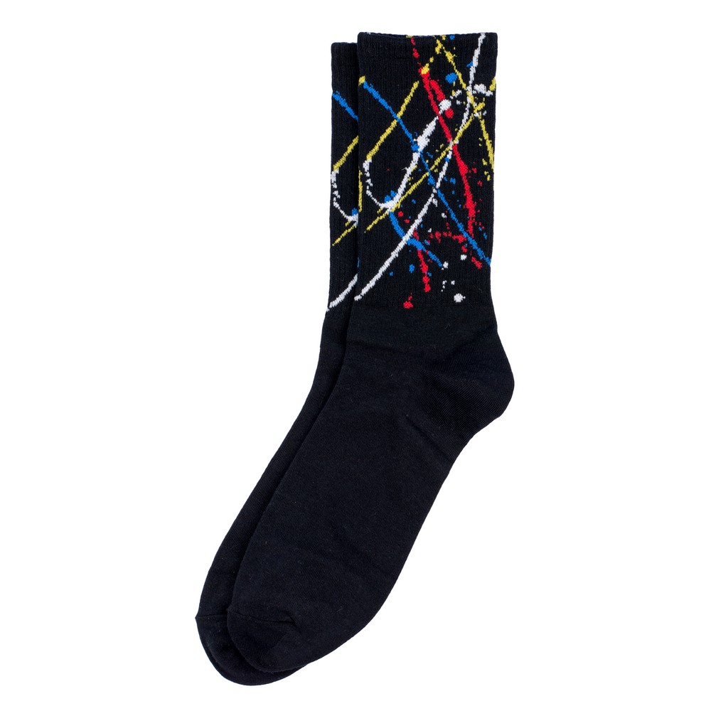 Socks cotton & spandex gents paint splash black