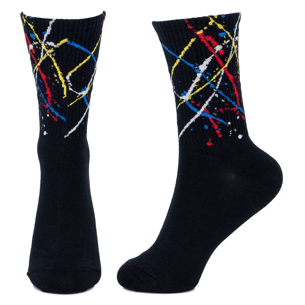Socks cotton & spandex gents paint splash black - Image 2
