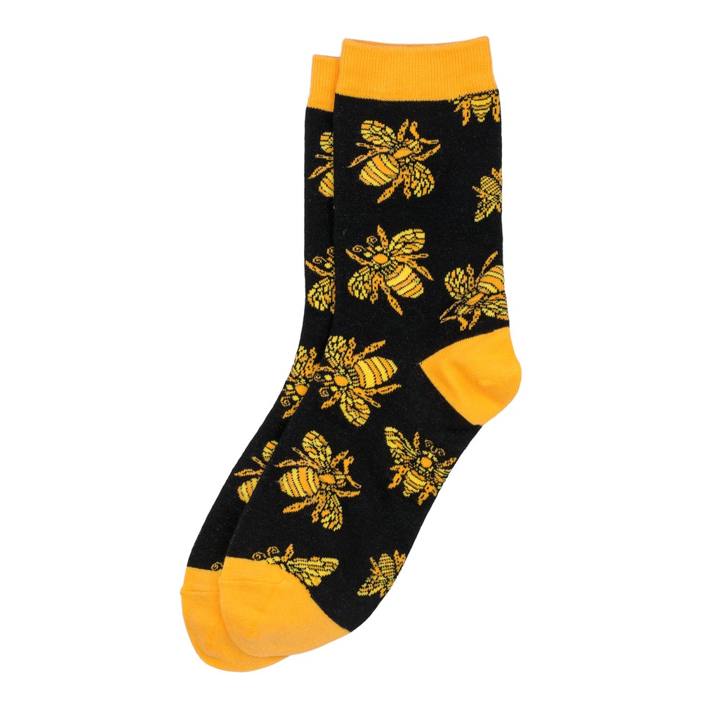 Socks bamboo & spandex bee illustration yellow