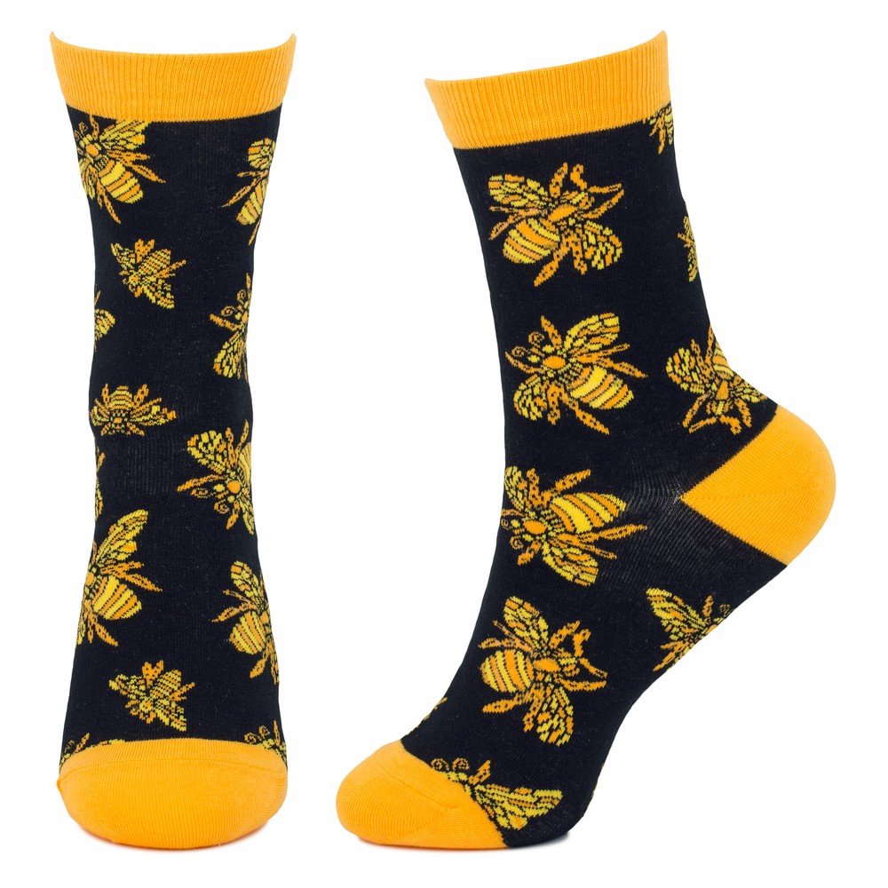 Socks bamboo & spandex bee illustration yellow - Image 2