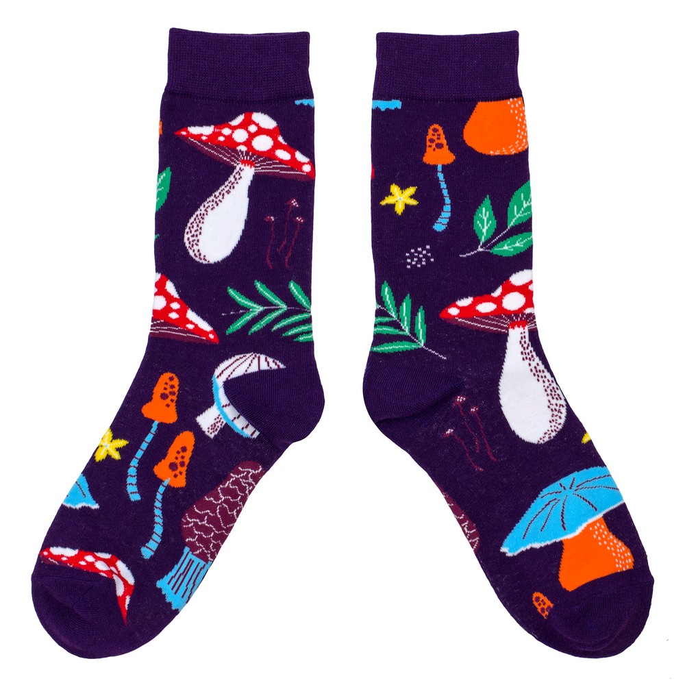 Socks cotton & spandex fantastic funghi purple
