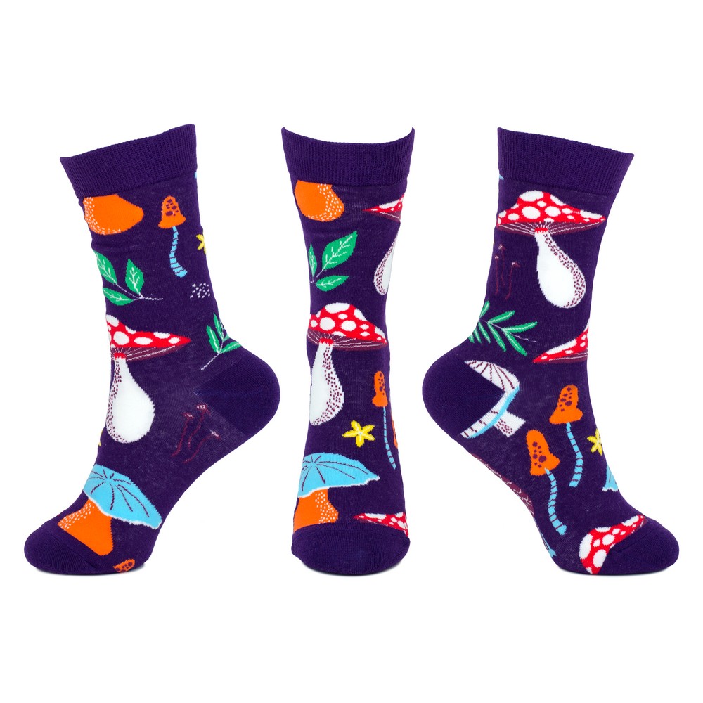Socks cotton & spandex fantastic funghi purple - Image 2