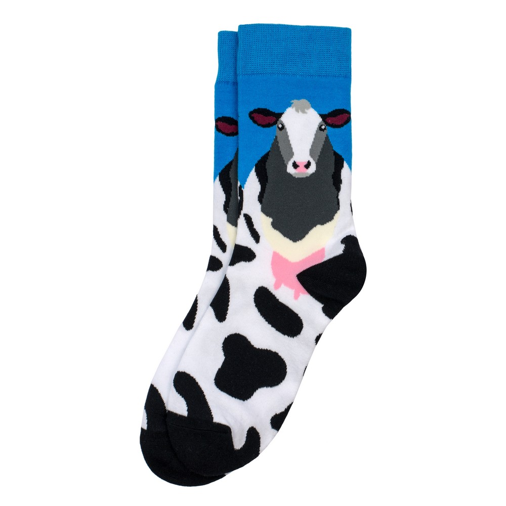 Socks cotton & spandex friesian cow blue
