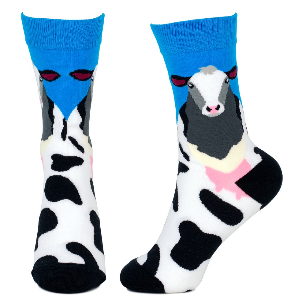 Socks cotton & spandex friesian cow blue - Image 2