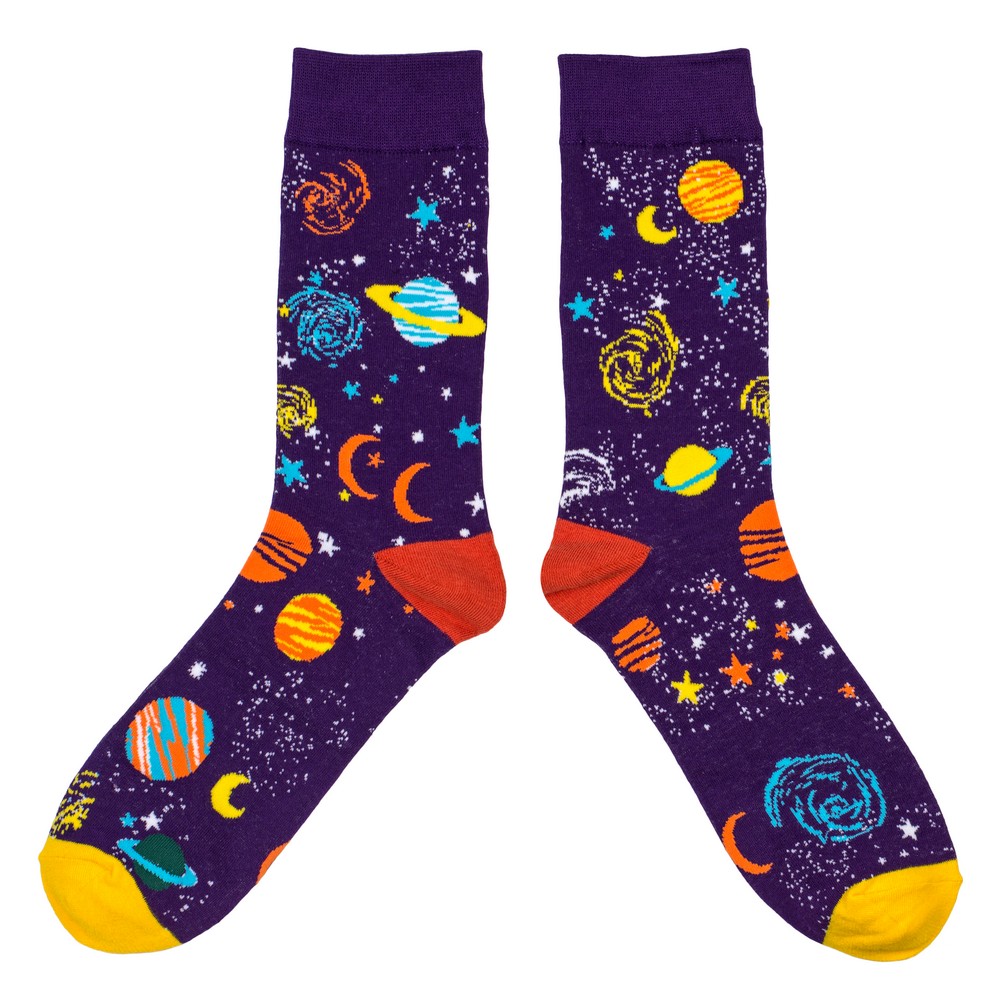Socks cotton & spandex gents solar system purple