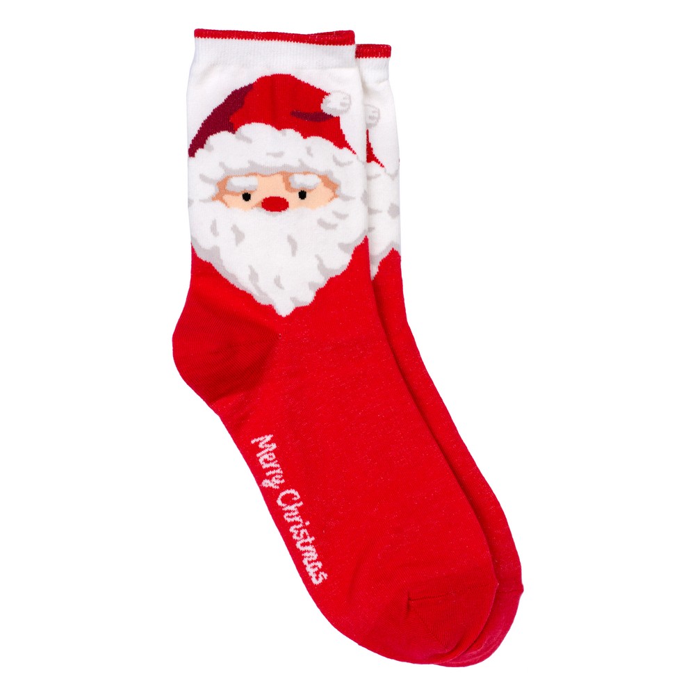 Socks cotton & spandex jolly santa red