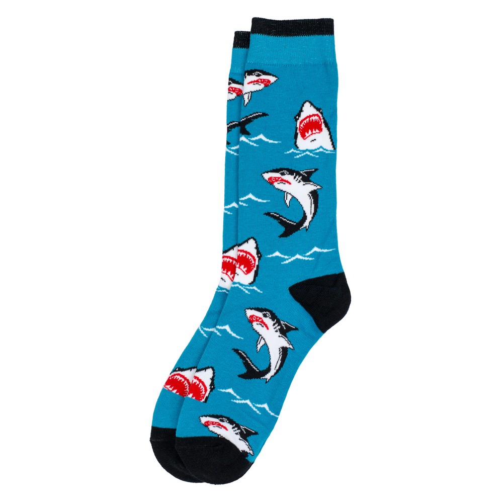 Socks cotton & spandex gents shiver of sharks blue
