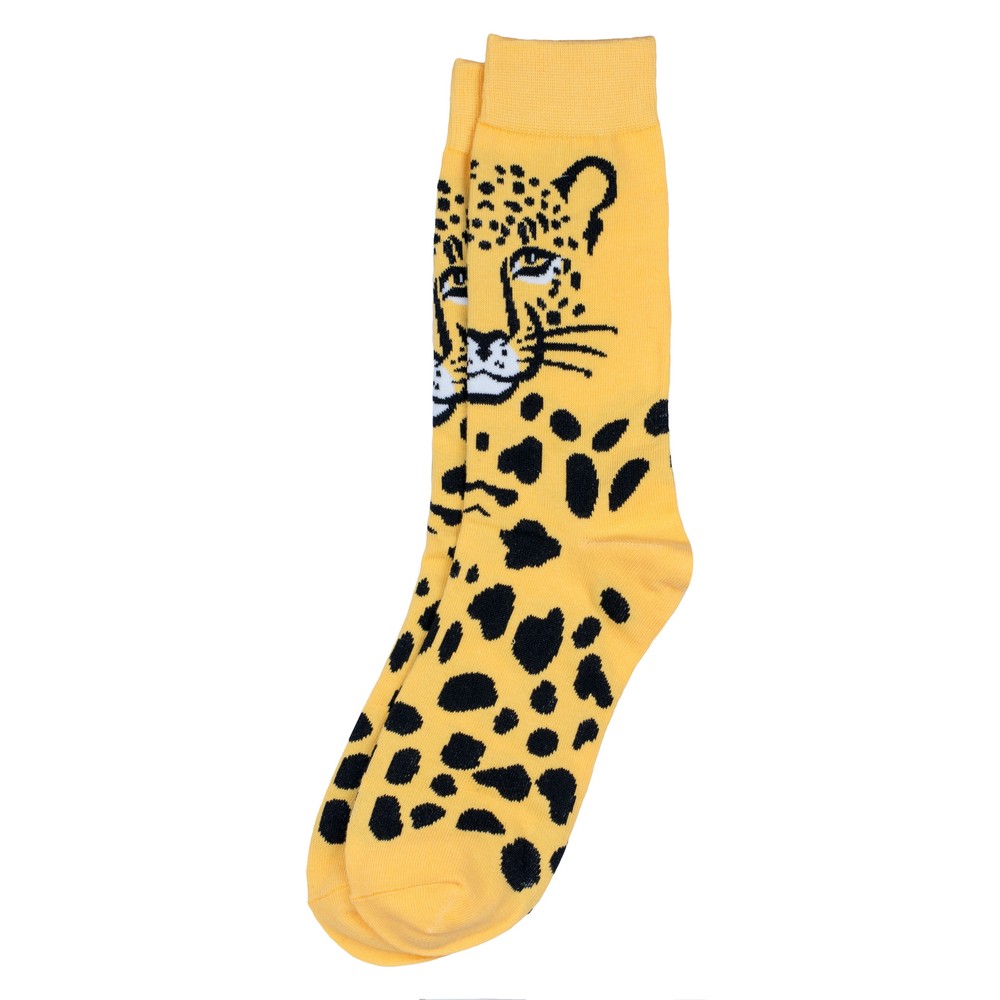Socks cotton & spandex gents cheetah yellow