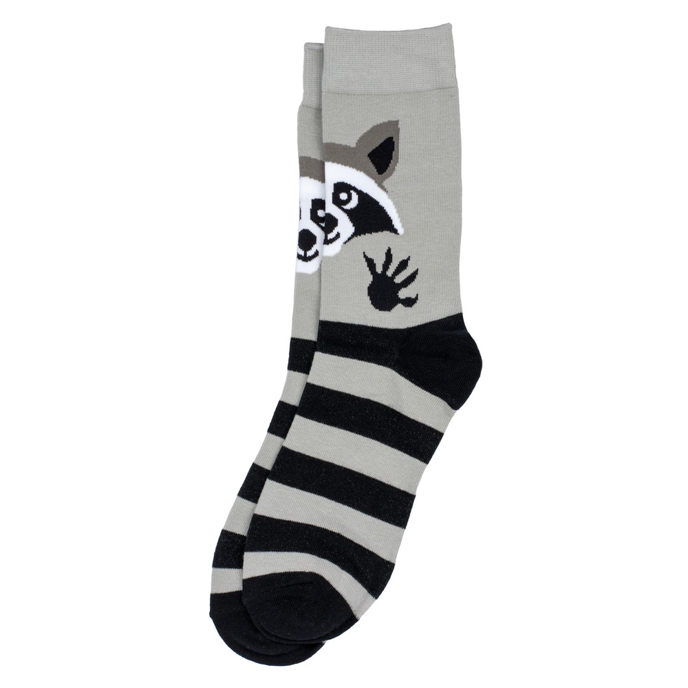 Socks cotton & spandex gents racoon stripe black & grey