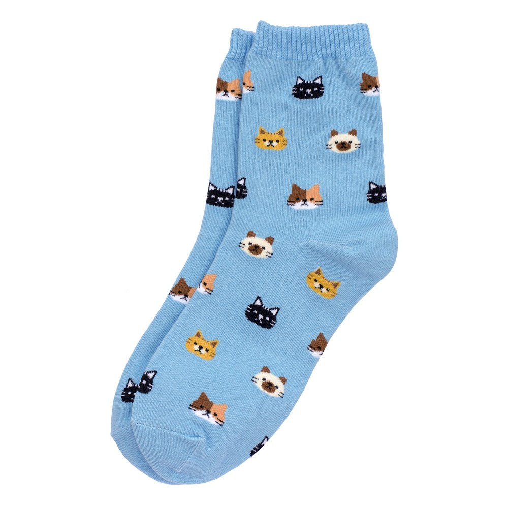 Socks cotton & spandex cat parade blue