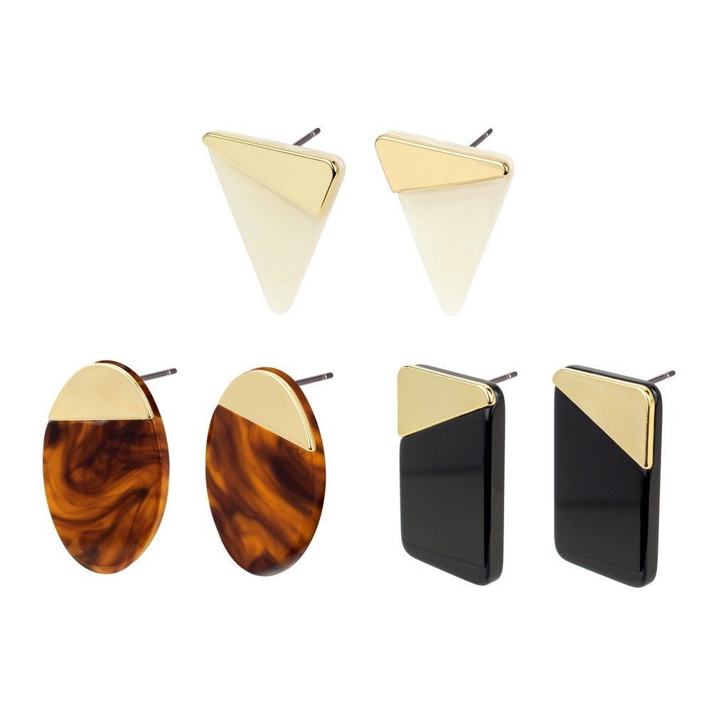 Stud earring acrylic slice edge assorted colours