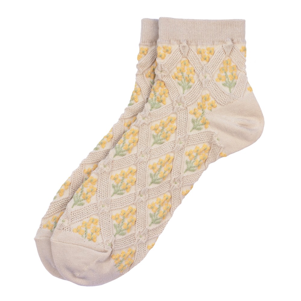 Socks cotton & spandex ankle spring bloom beige