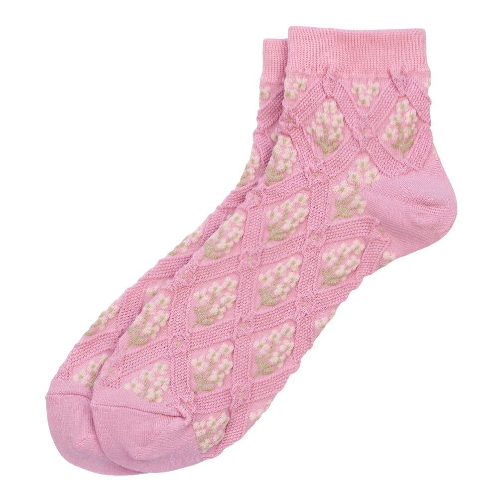 Socks cotton & spandex ankle spring bloom pink