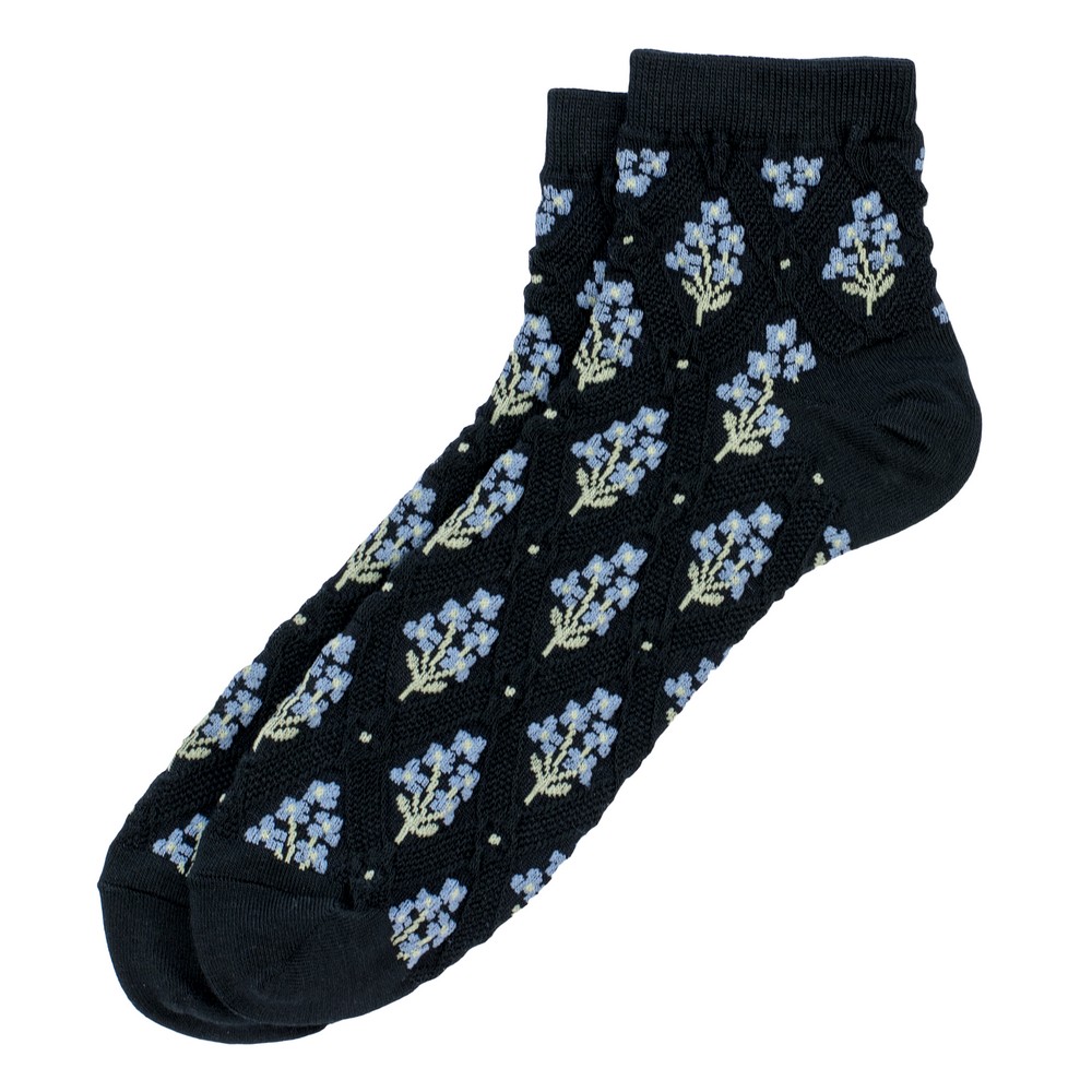 Socks cotton & spandex ankle spring bloom black