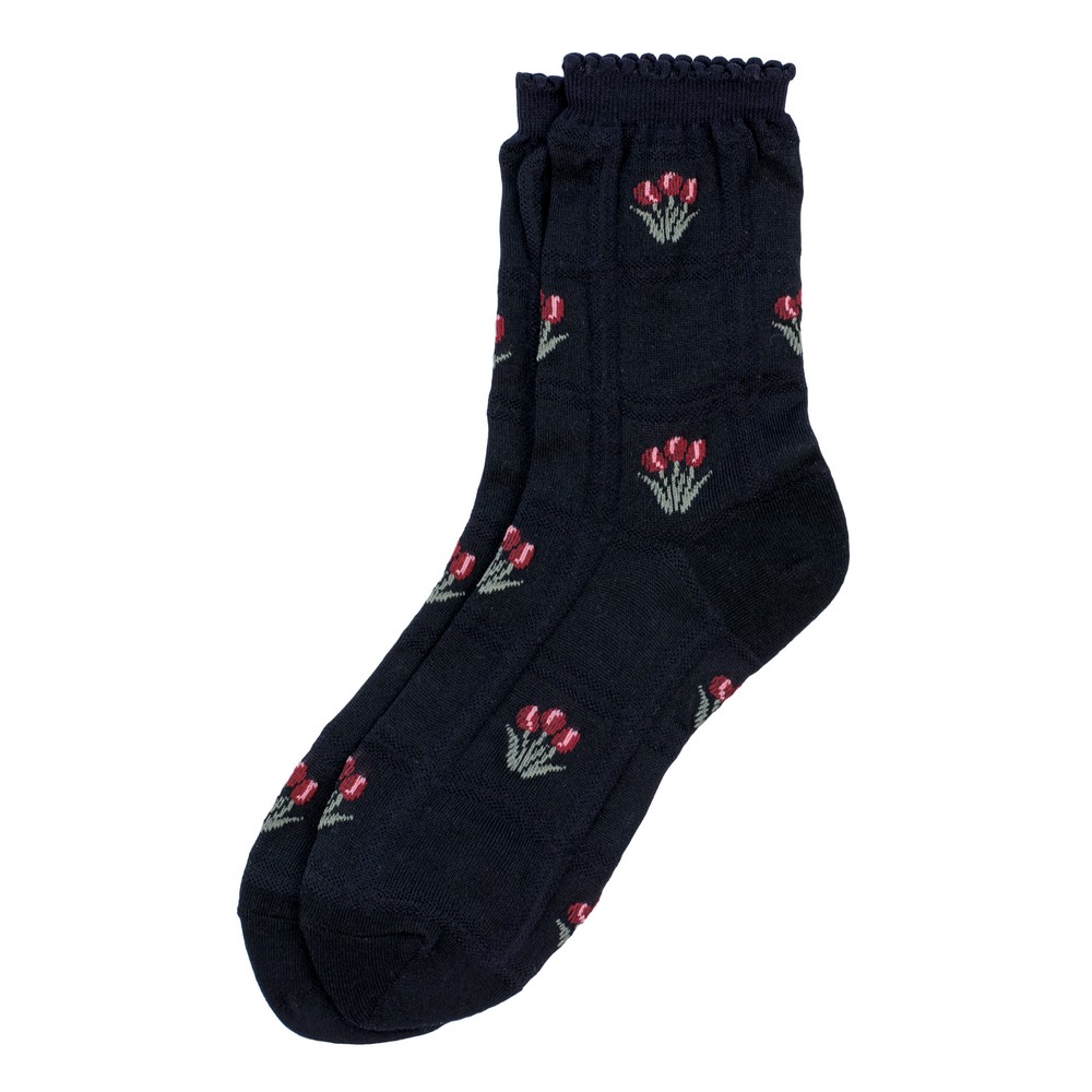 Socks cotton & spandex sheer tulips black