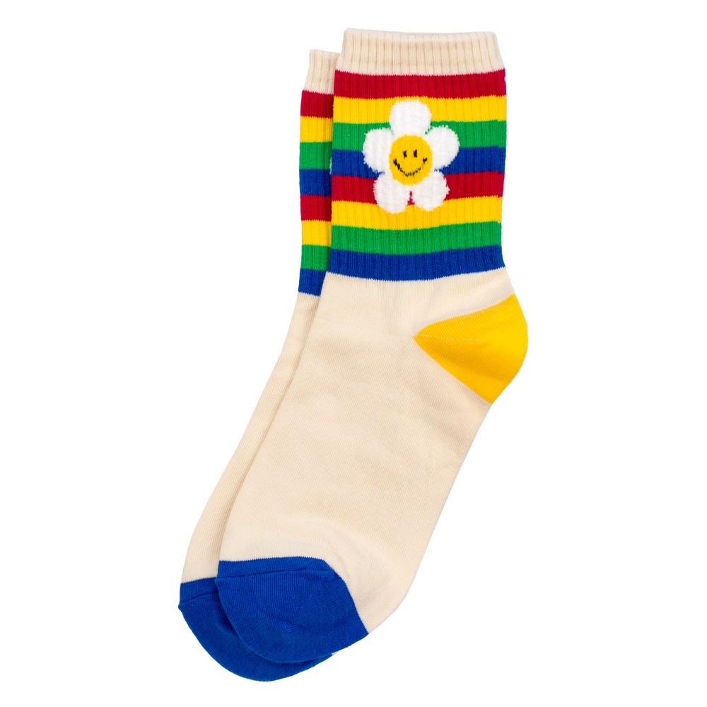 Socks cotton & spandex rainbow flower multicoloured