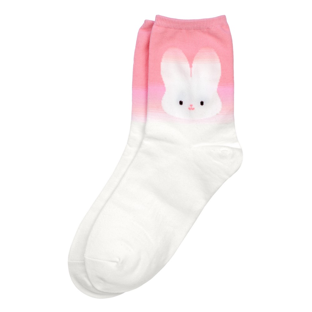 Socks cotton & spandex kawaii bunny white & pink
