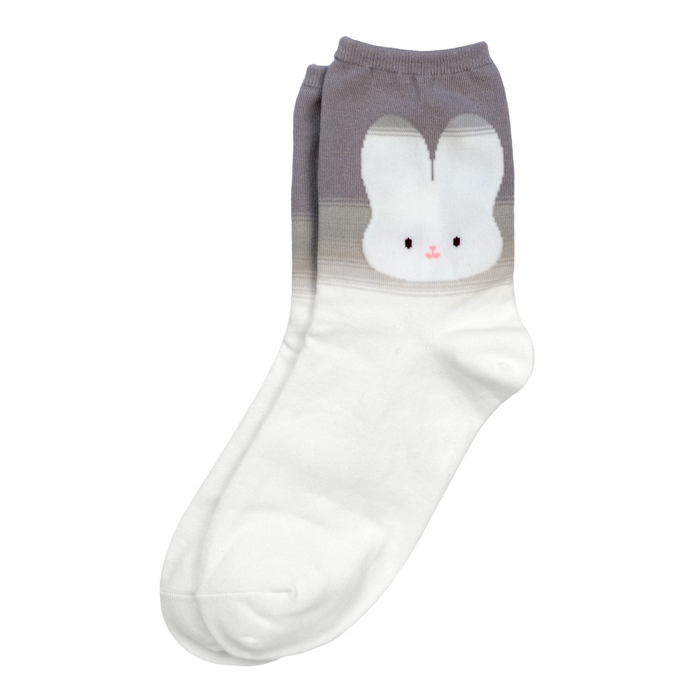 Socks cotton & spandex kawaii bunny white & grey