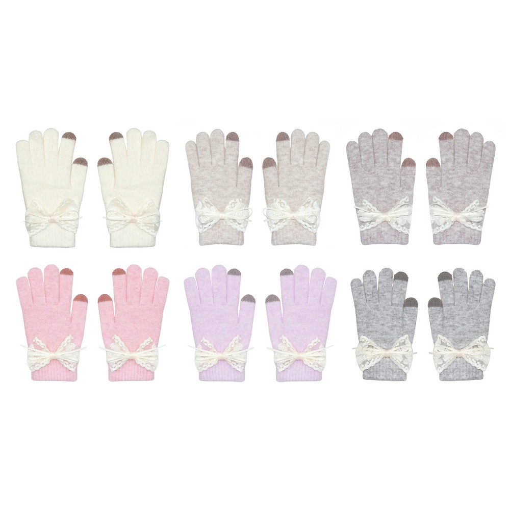 Gloves acrylic & spandex lace ribbon bow