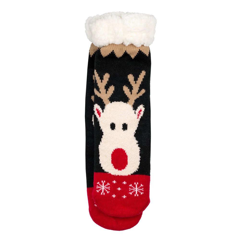 Socks acrylic cosy reindeer black