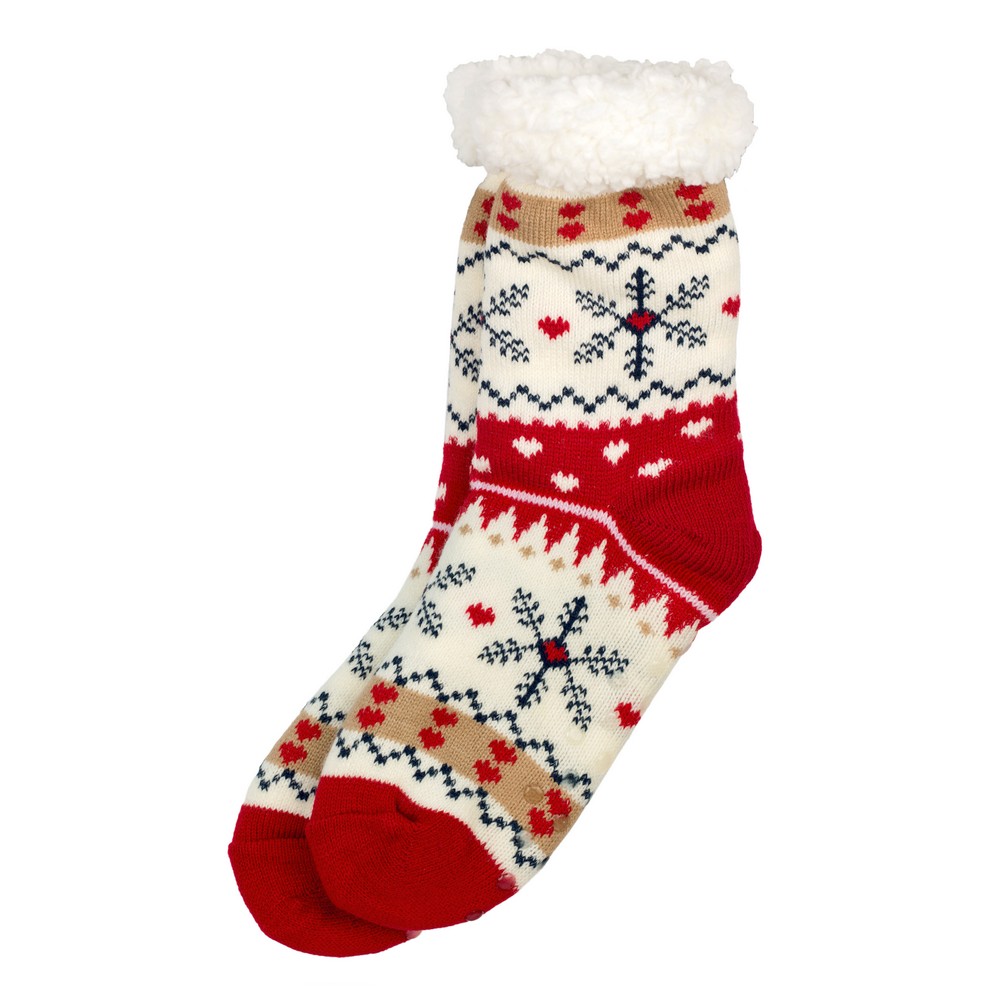 Socks acrylic cosy snowflake & heart scandi