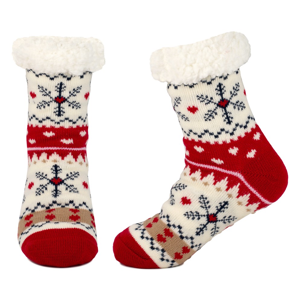Socks acrylic cosy snowflake & heart scandi - Image 2
