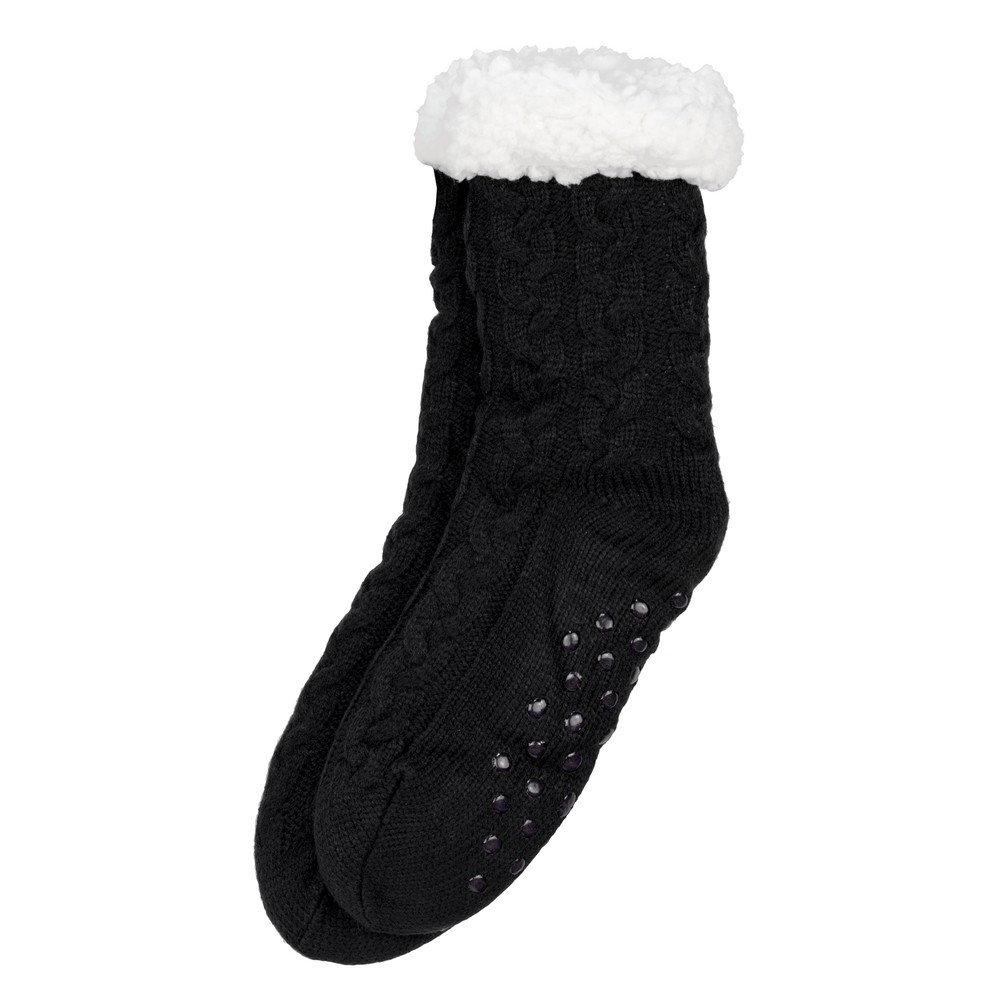 Socks acrylic cosy cable knit black