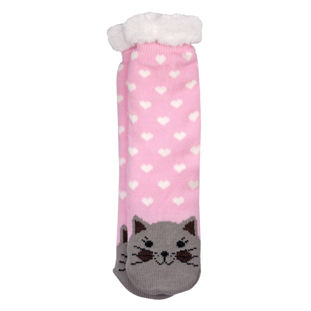 Socks acrylic cosy cute cat pink