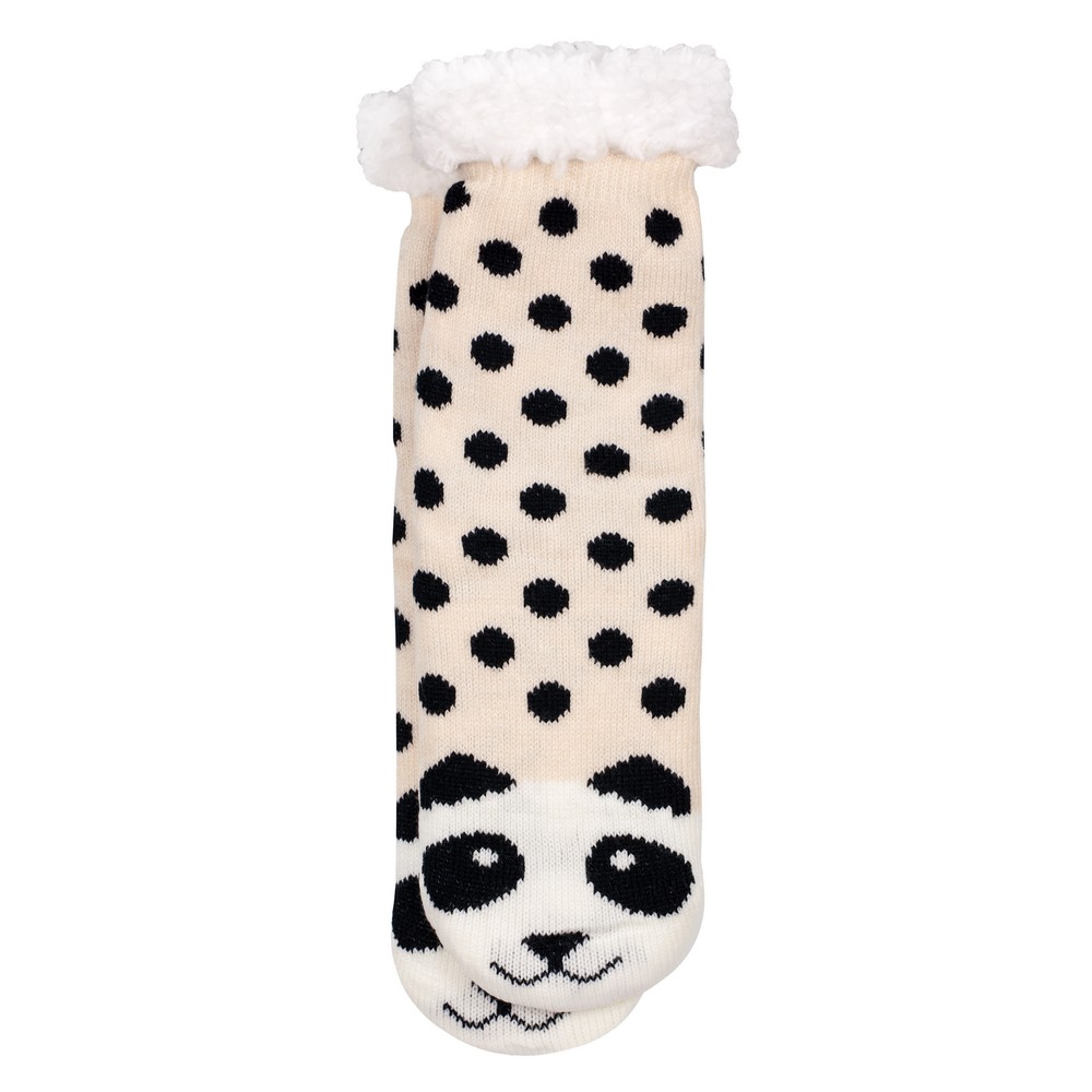 Socks acrylic cosy polka dot panda beige