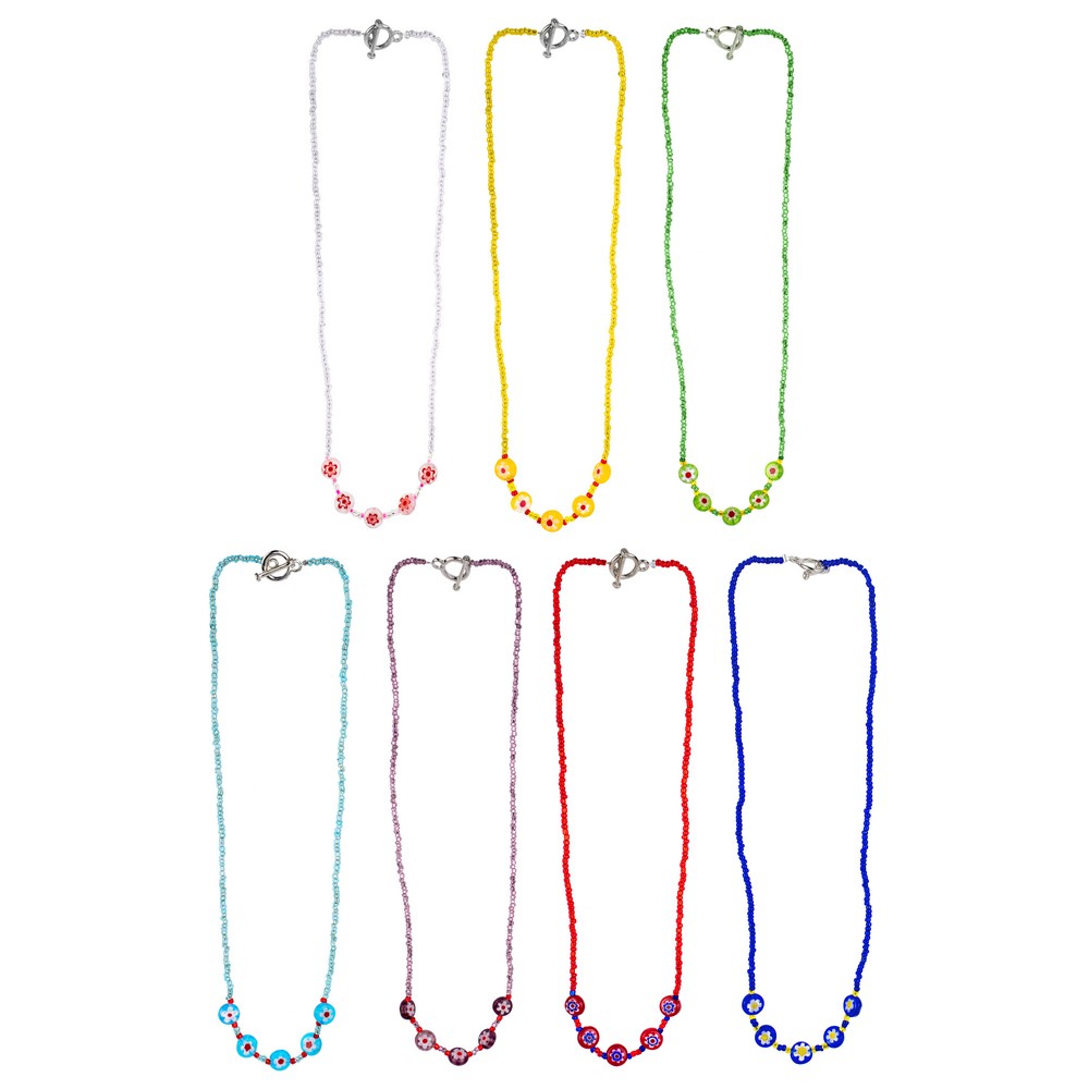 Necklace millefiori glass magic assorted colours